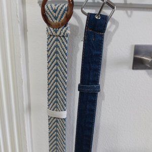 Denim Belt and Multi Colored Belt Bundle 2 BELTS